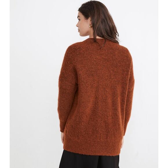 Madewell Cowen Cardigan Sweater Oversized Knit in Burnt Orange Extra Small - Picture 3 of 13